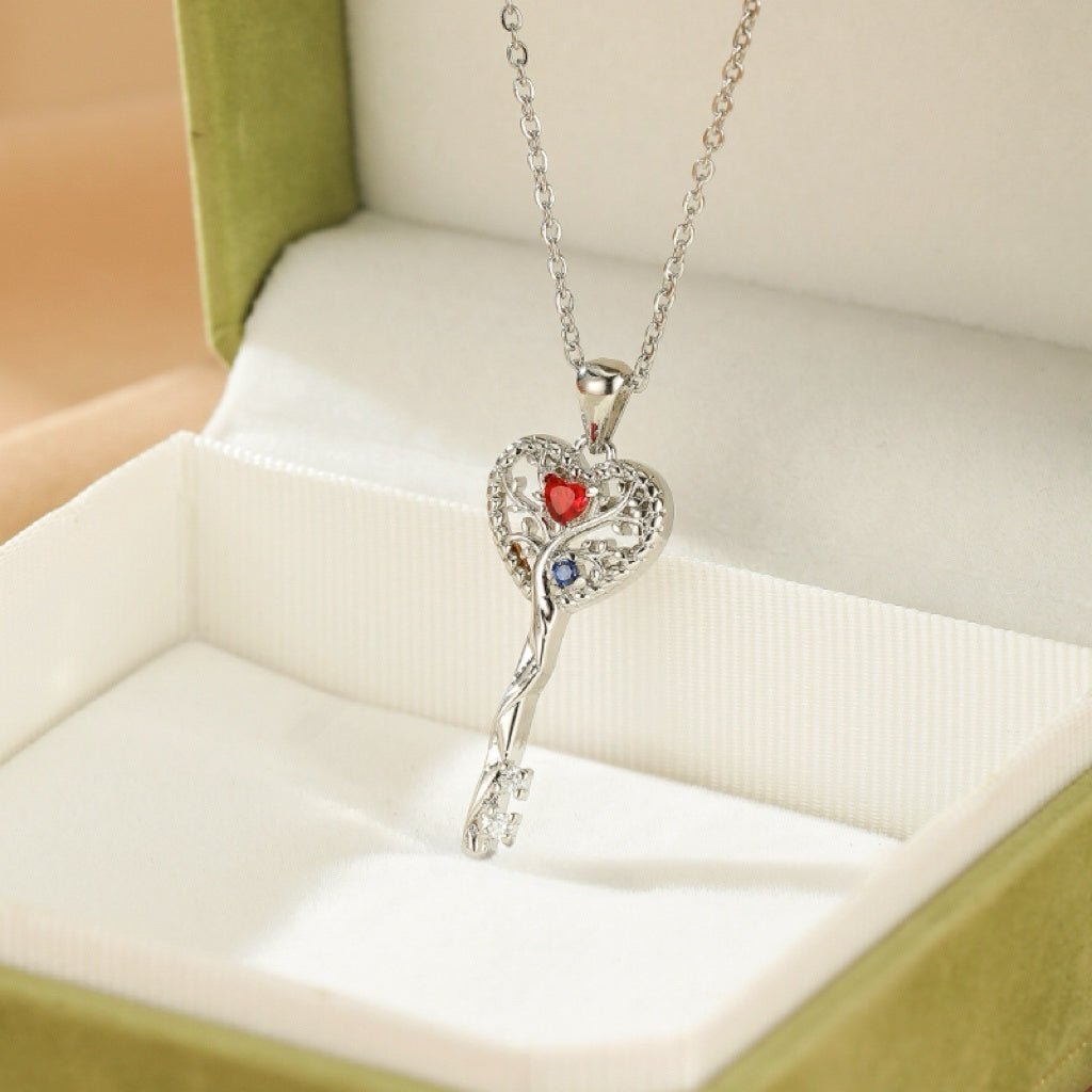 Pendentif Clé d'Amour Arbre de Vie – Zircon Argent S925 - Biloria