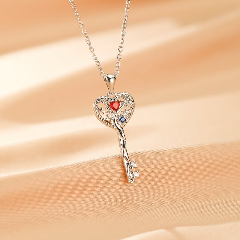 Pendentif Clé d'Amour Arbre de Vie – Zircon Argent S925 - Biloria
