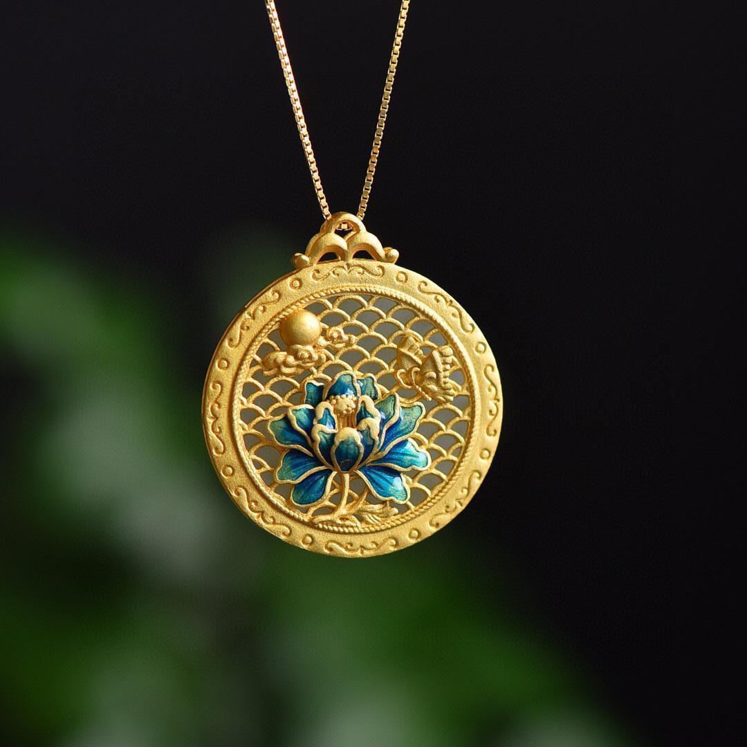 Pendentif Lotus Jade Blanc Harmonie - Biloria