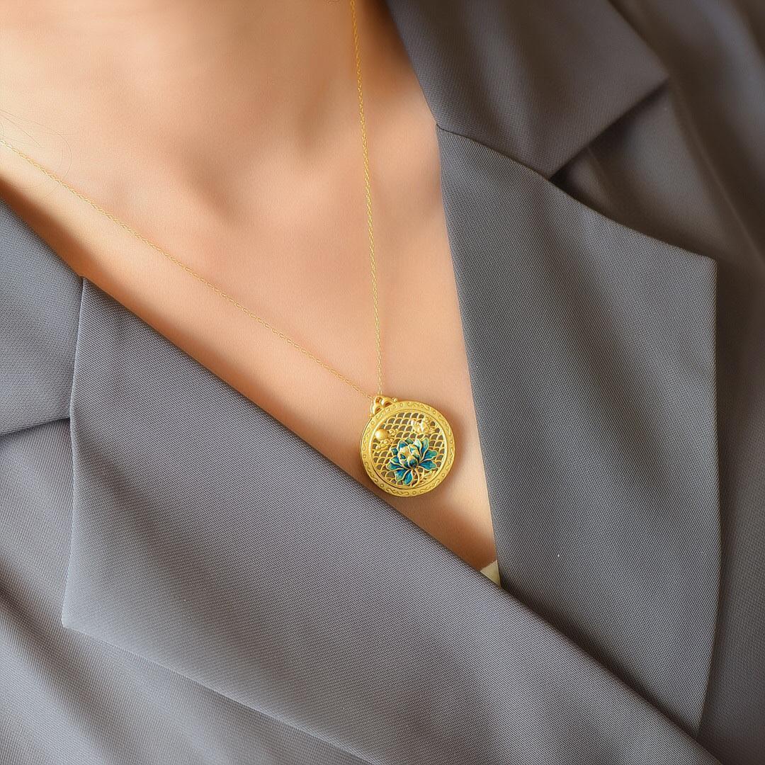 Pendentif Lotus Jade Blanc Harmonie - Biloria