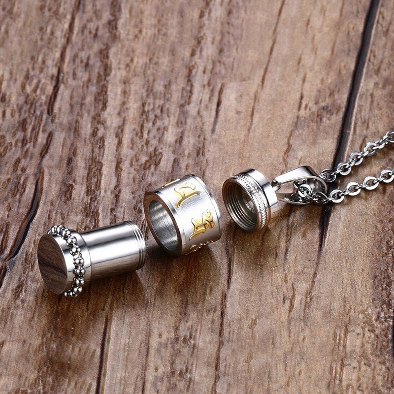 Pendentif Moulin à Prières Tibétain avec Mantra Om Mani Padme Hum - Biloria
