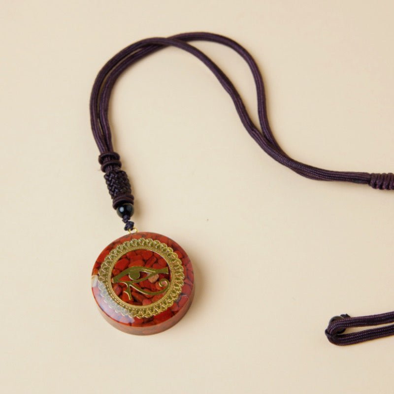 Pendentif Orgonite Jaspe Rouge Œil Oudjat Protection - Biloria