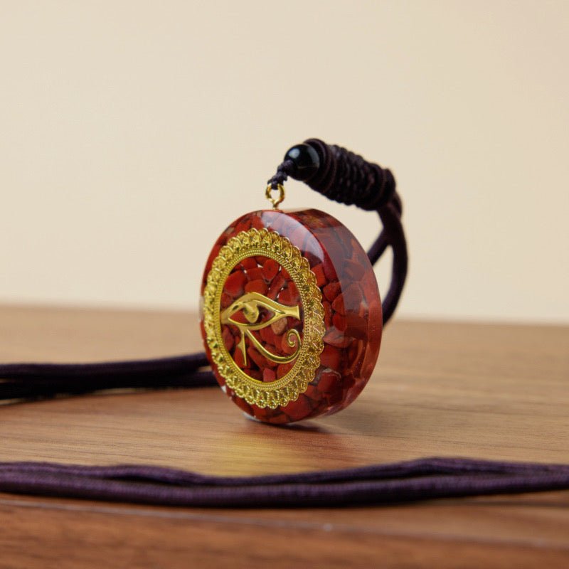 Pendentif Orgonite Jaspe Rouge Œil Oudjat Protection - Biloria