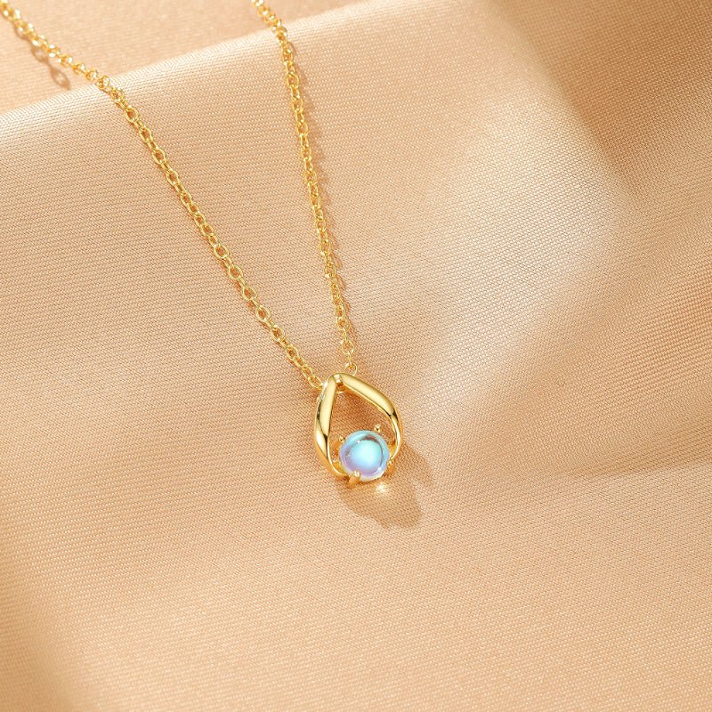 Pendentif Pierre de Lune Argent Plaqué Or – Bijou Féminin - Biloria