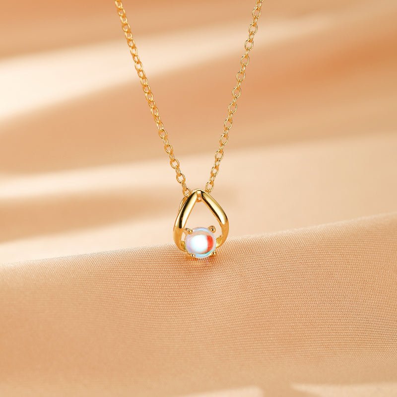 Pendentif Pierre de Lune Argent Plaqué Or – Bijou Féminin - Biloria