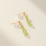 Péridot Gouttes Solaires Boucles d'Oreilles Pendantes Argent Plaqué Or - Biloria