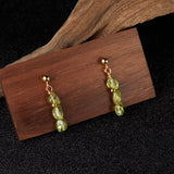 Péridot Gouttes Solaires Boucles d'Oreilles Pendantes Argent Plaqué Or - Biloria