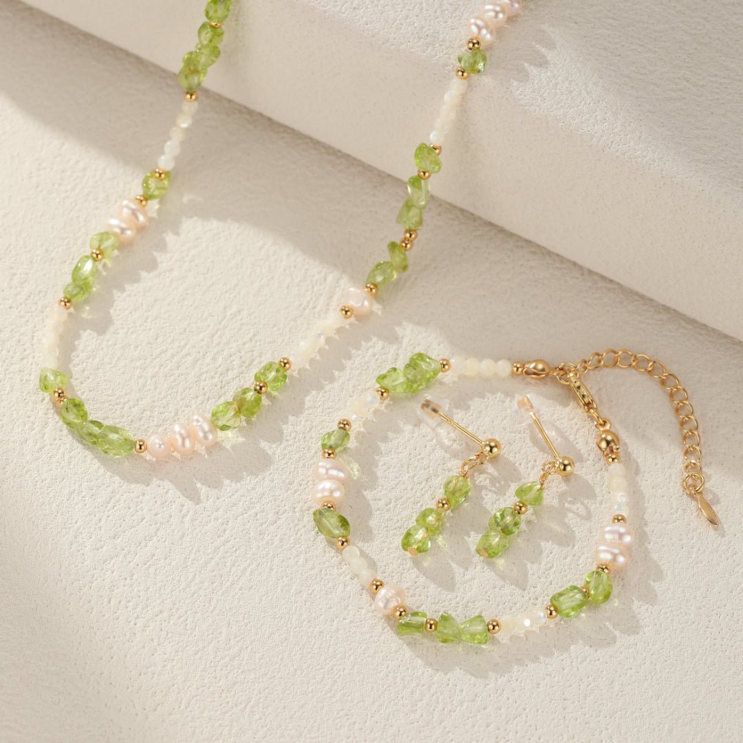 Péridot Gouttes Solaires Boucles d'Oreilles Pendantes Argent Plaqué Or - Biloria