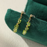 Péridot Gouttes Solaires Boucles d'Oreilles Pendantes Argent Plaqué Or - Biloria