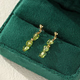 Péridot Gouttes Solaires Boucles d'Oreilles Pendantes Argent Plaqué Or - Biloria
