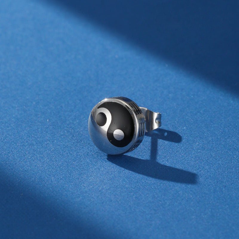 Puce Oreille Yin Yang Acier Inoxydable Homme Femme - Biloria