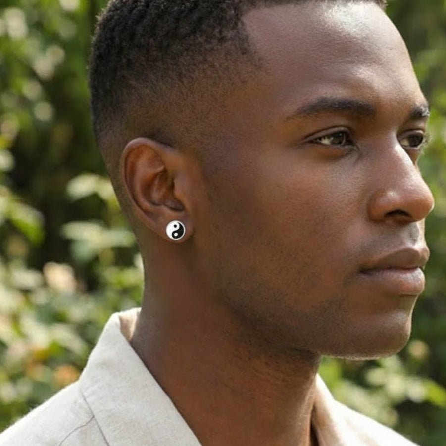 Puce Oreille Yin Yang Acier Inoxydable Homme Femme - Biloria