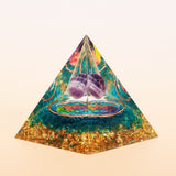 Pyramide Orgonite Améthyste Aigue Marine pour Méditation - Biloria