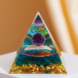 Pyramide Orgonite Améthyste Aigue Marine pour Méditation - Biloria