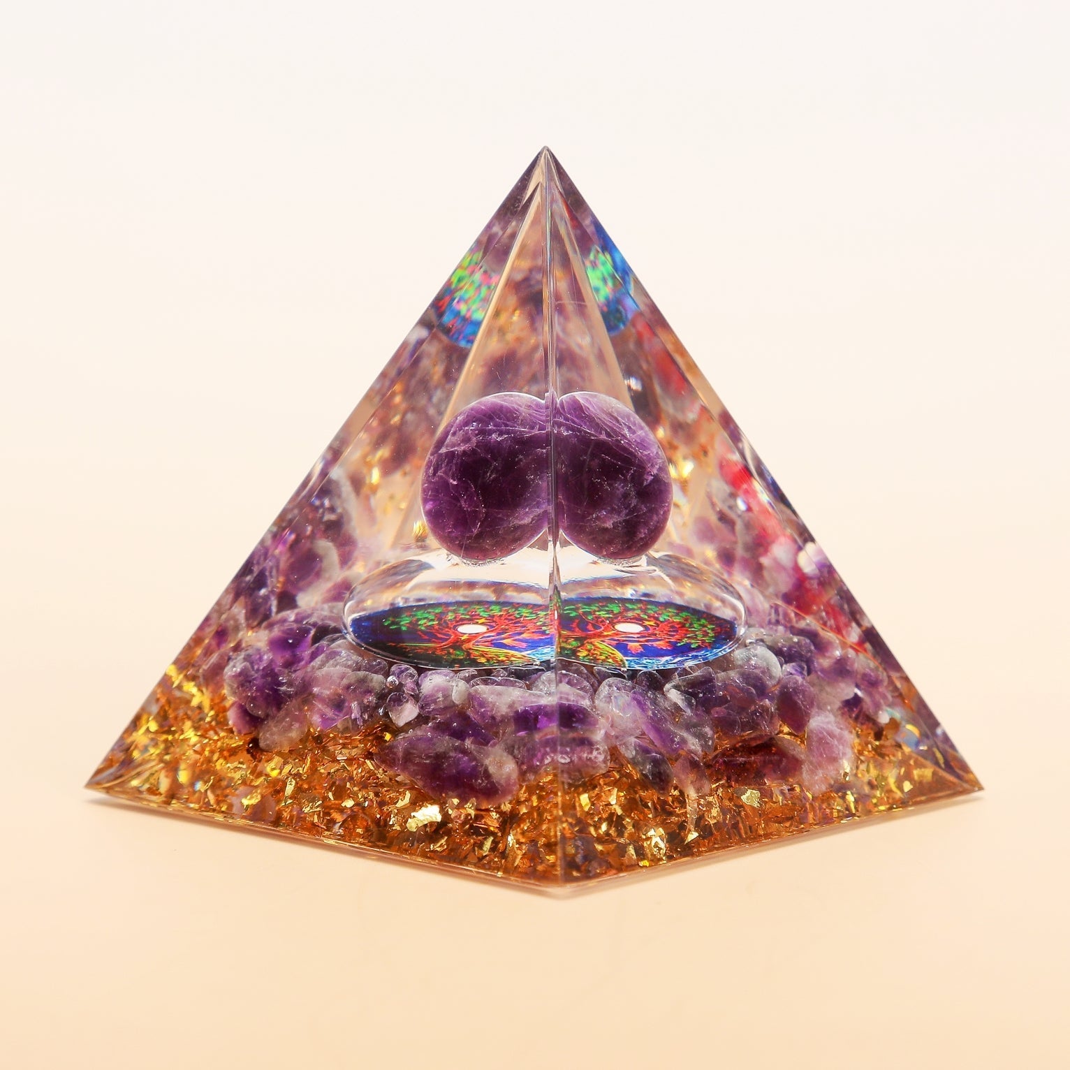 Pyramide Orgonite Arbre de Vie Améthyste – Protection et Harmonie - Biloria