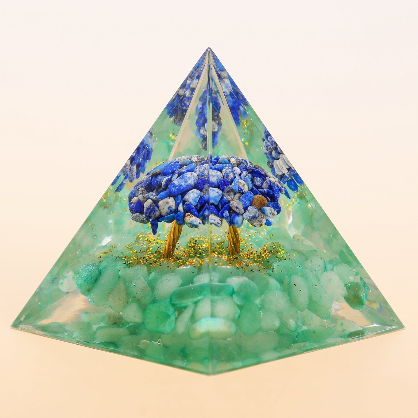 Pyramide Orgonite Arbre de Vie Lapis Lazuli Aventurine - Biloria