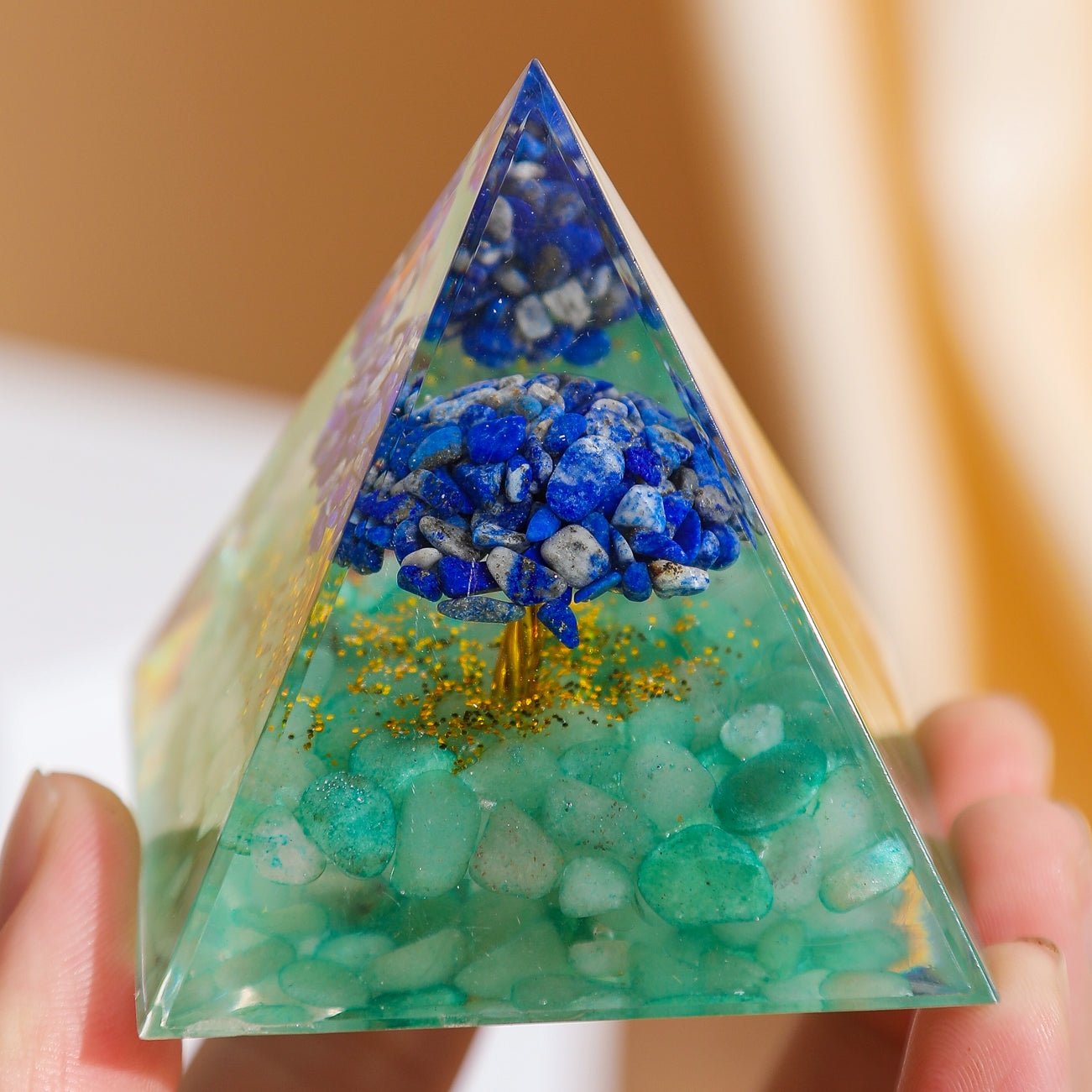 Pyramide Orgonite Arbre de Vie Lapis Lazuli Aventurine - Biloria