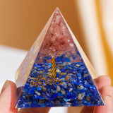 Pyramide Orgonite Arbre de Vie Lapis Lazuli Quartz Rose - Biloria