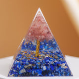 Pyramide Orgonite Arbre de Vie Lapis Lazuli Quartz Rose - Biloria