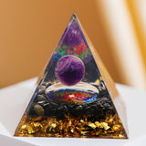 Pyramide Orgonite Arbre de Vie Obsidienne Améthyste - Biloria