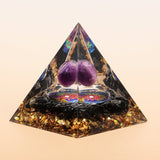 Pyramide Orgonite Arbre de Vie Obsidienne Améthyste - Biloria