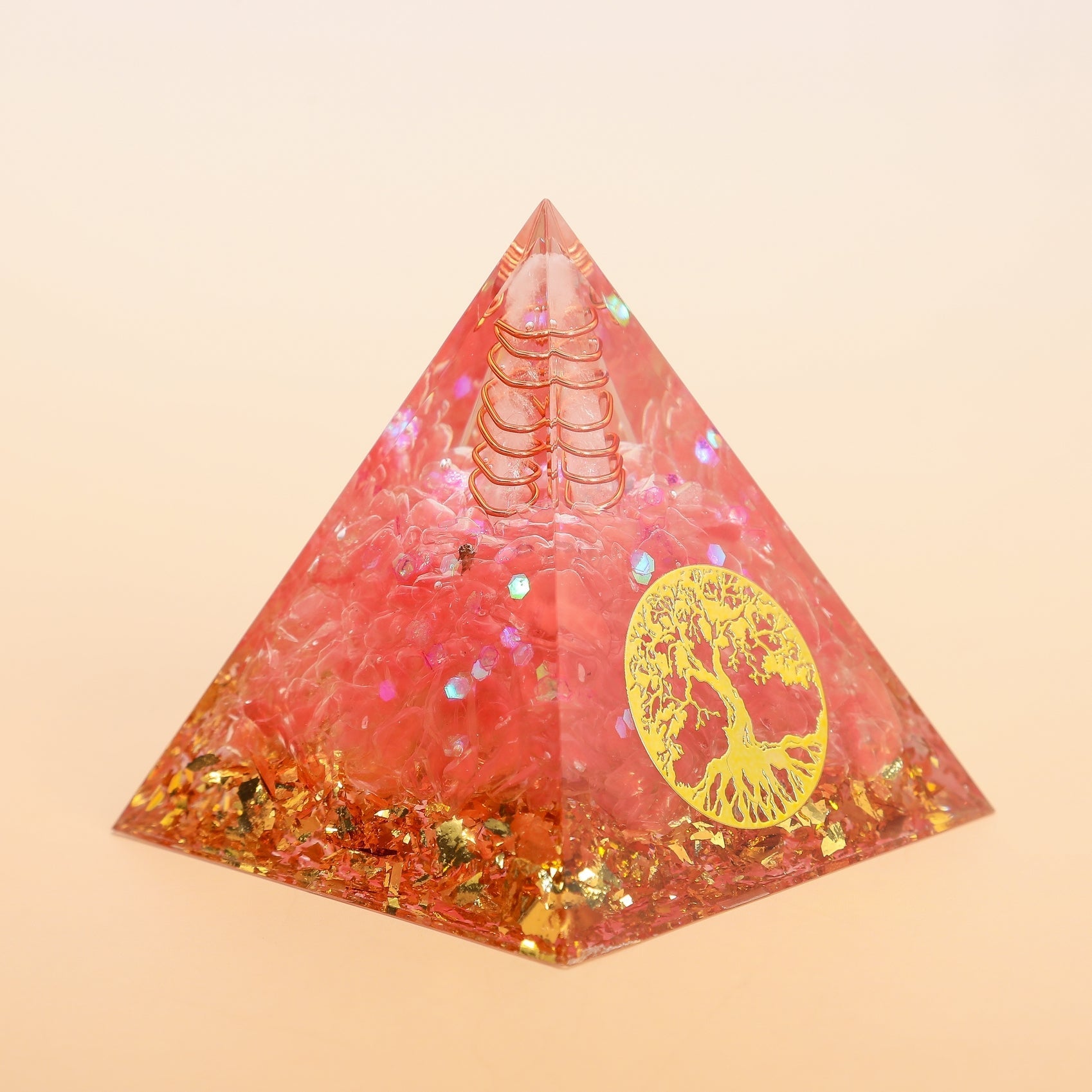 Pyramide Orgonite Arbre de Vie Quartz Rose – Amour et Harmonie - Biloria