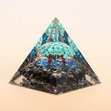 Pyramide Orgonite Arbre de Vie Turquoise Obsidienne Protection - Biloria