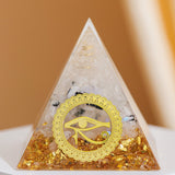 Pyramide Orgonite Œil Oudjat Quartz Clair Protection - Biloria