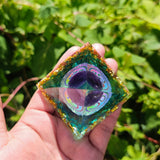 Pyramide Orgonite OM Améthyste Aigue Marine 6 cm – Déco Bureau - Biloria