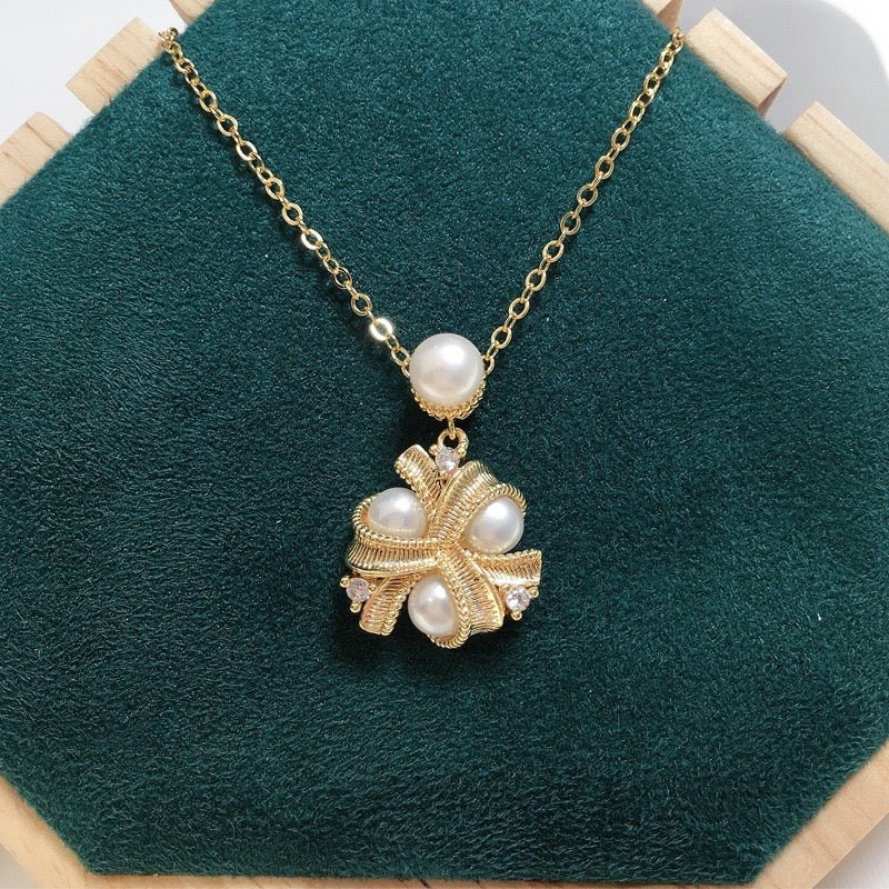 Set Collier et Boucles d'Oreilles Perle Versailles Plaqué Or 18K - Biloria