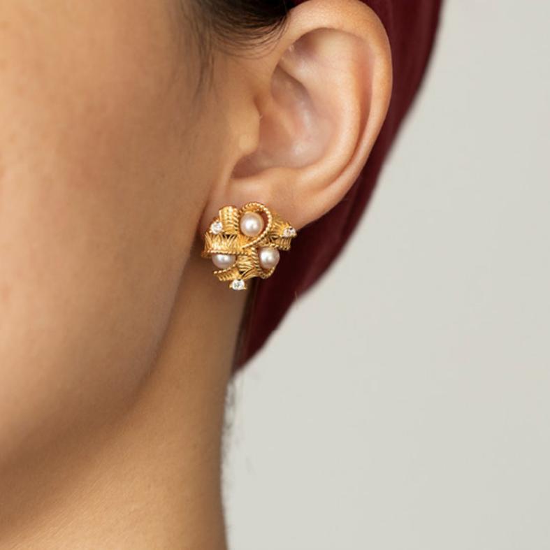 Set Collier et Boucles d'Oreilles Perle Versailles Plaqué Or 18K - Biloria