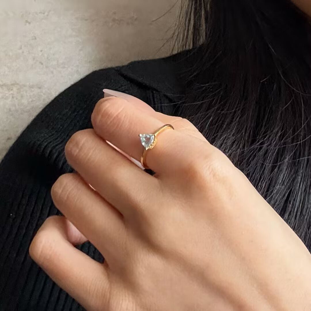Topaze Bleue Bague Ajustable Argent Plaqué Or 18K - Biloria