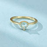 Topaze Bleue Bague Ajustable Argent Plaqué Or 18K - Biloria